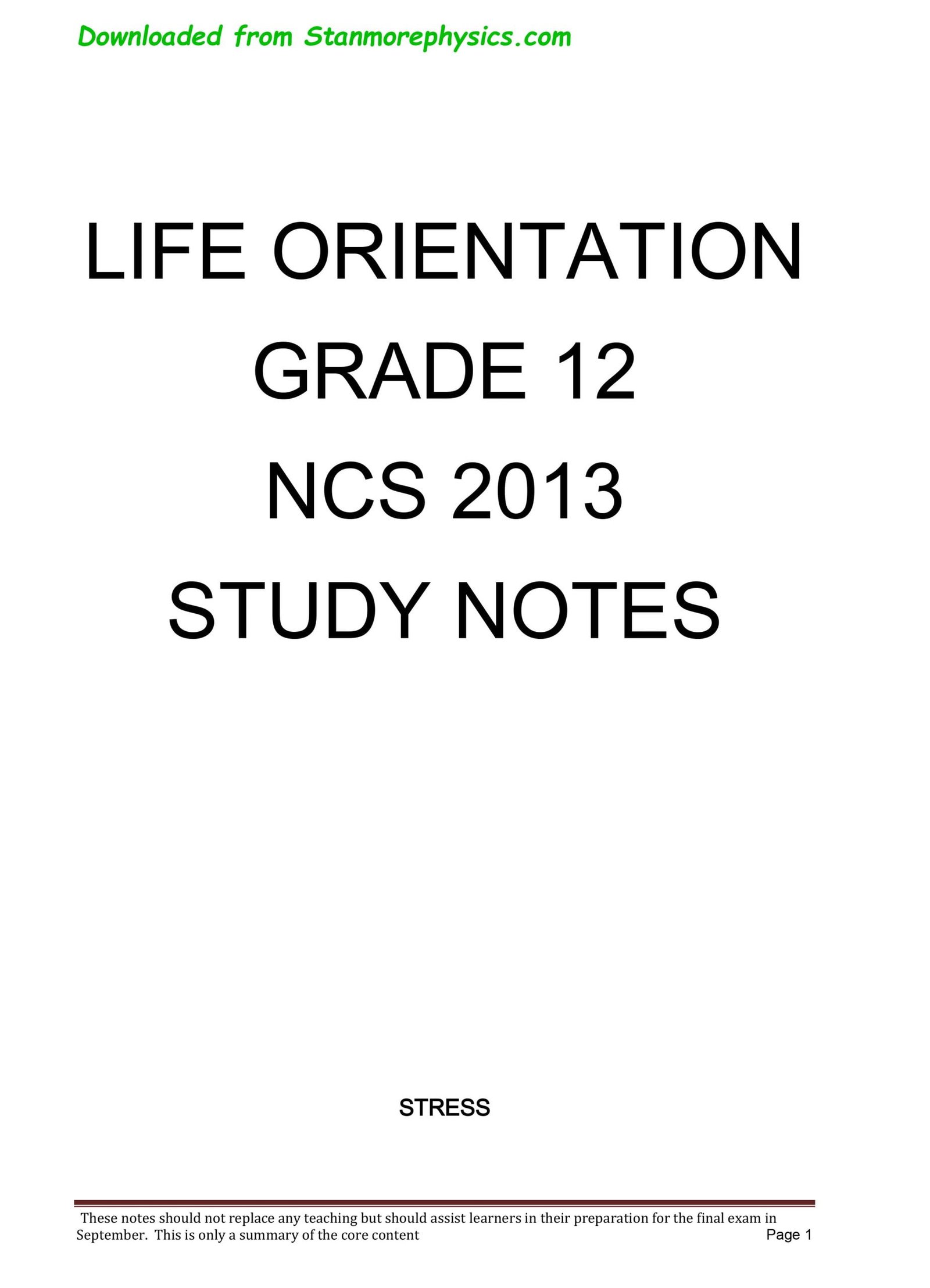 life orientation assignment grade 12